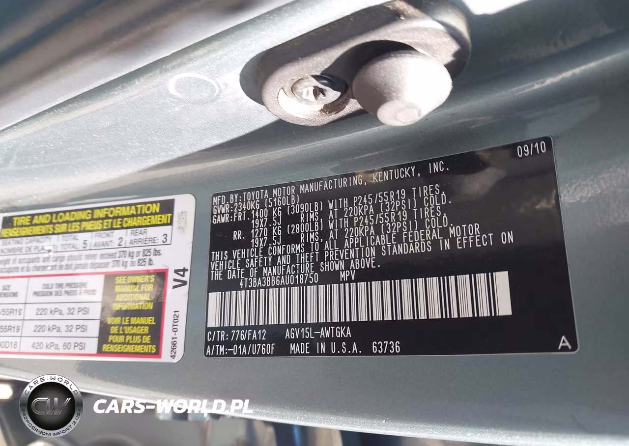 2010 Toyota Venza VIN:4T3BA3BB6AU018750 - 9