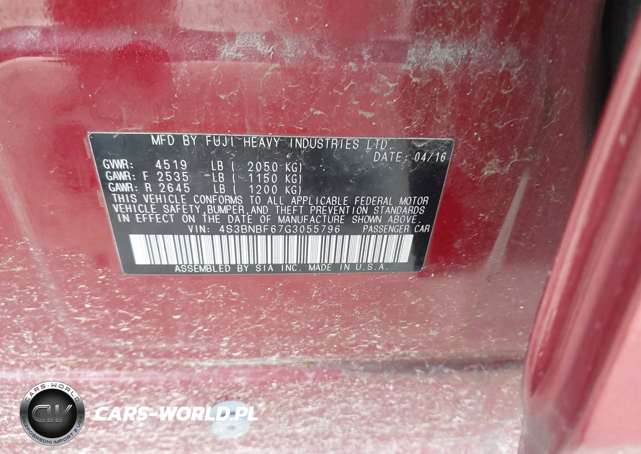 2016 Subaru Legacy 2.5I Premium VIN:4S3BNBF67G3055796 - 9