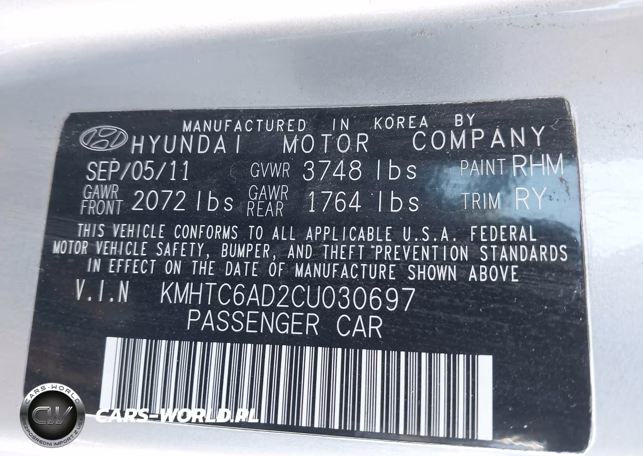 2012 Hyundai Veloster Base W-Black VIN:KMHTC6AD2CU030697 - 9