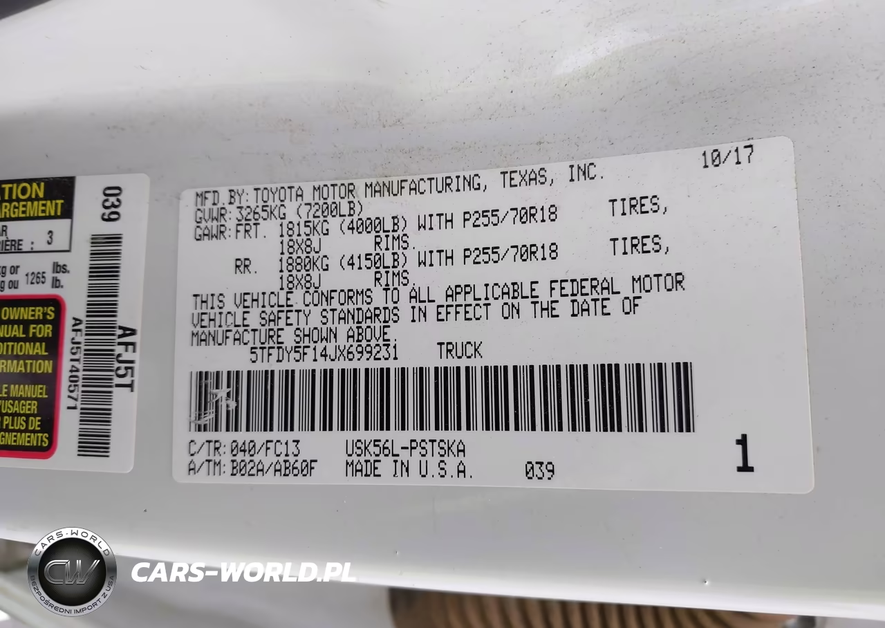2018 Toyota Tundra Sr5 5.7L V8 VIN:5TFDY5F14JX699231 - 9