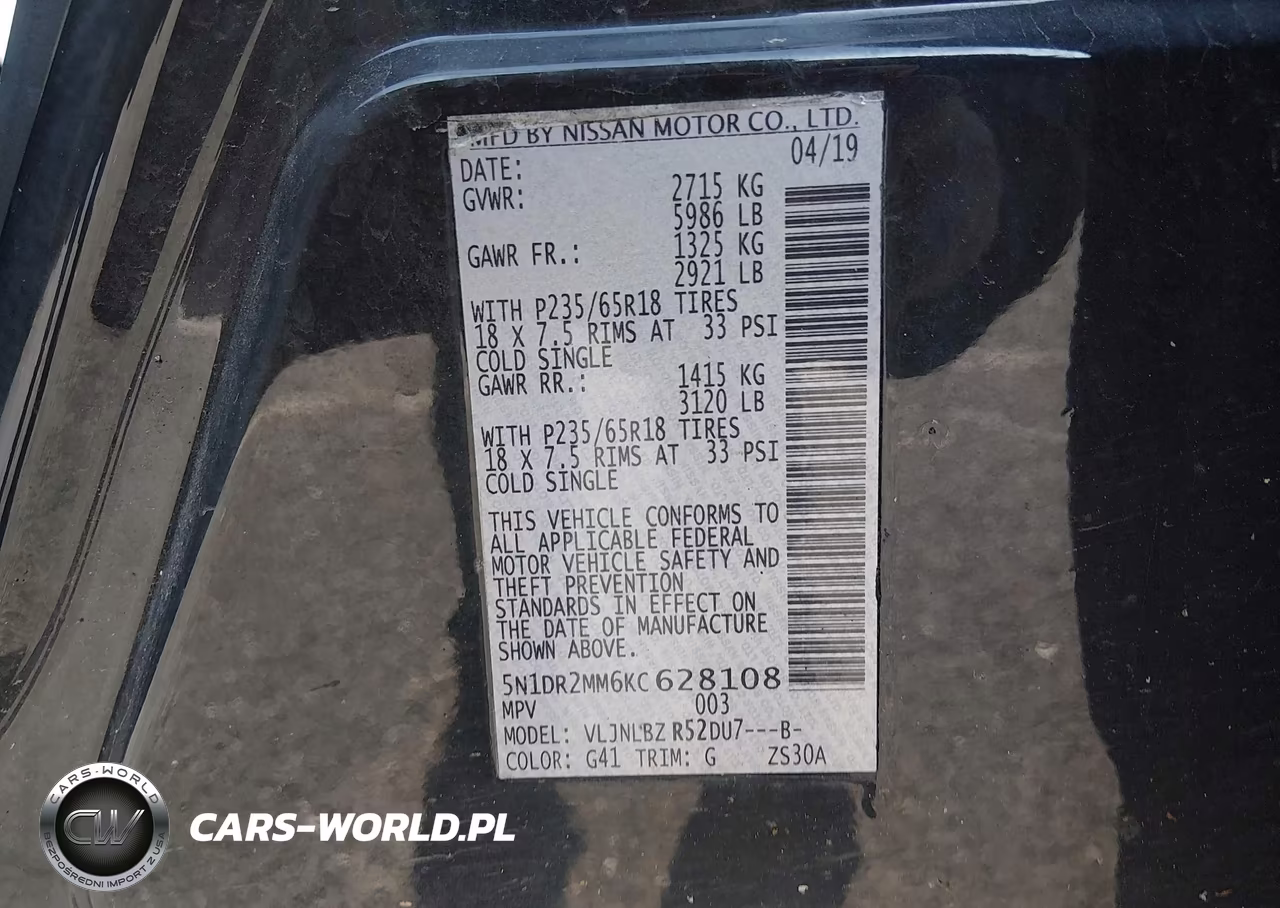 2019 Nissan Pathfinder S VIN:5N1DR2MM6KC628108 - 9