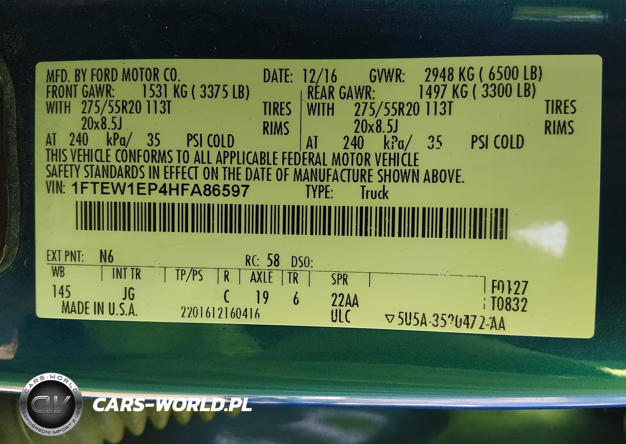 2017 Ford F-150 Xl VIN:1FTEW1EP4HFA86597 - 9