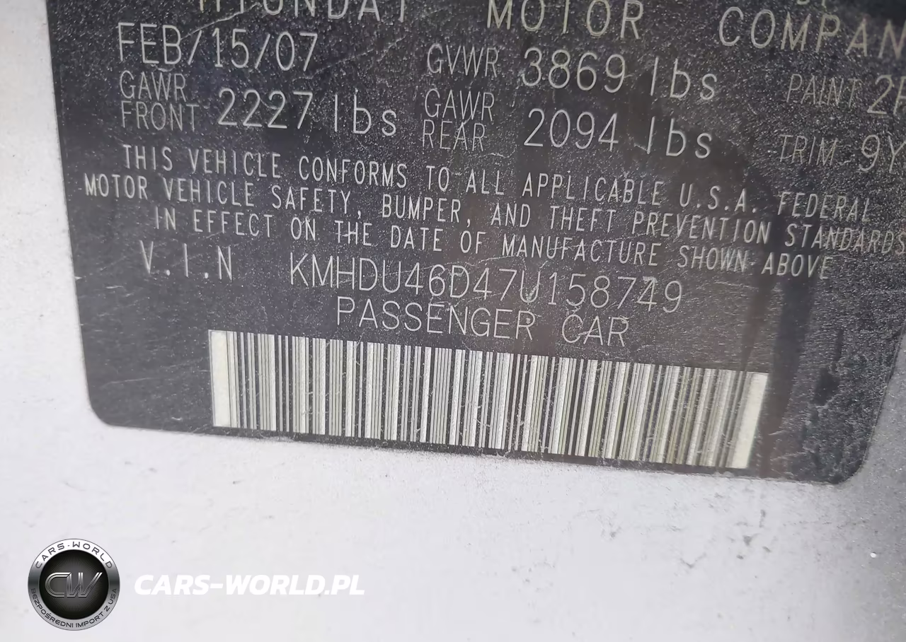 2007 Hyundai Elantra Gls-Limited-Se VIN:KMHDU46D47U158749 - 9