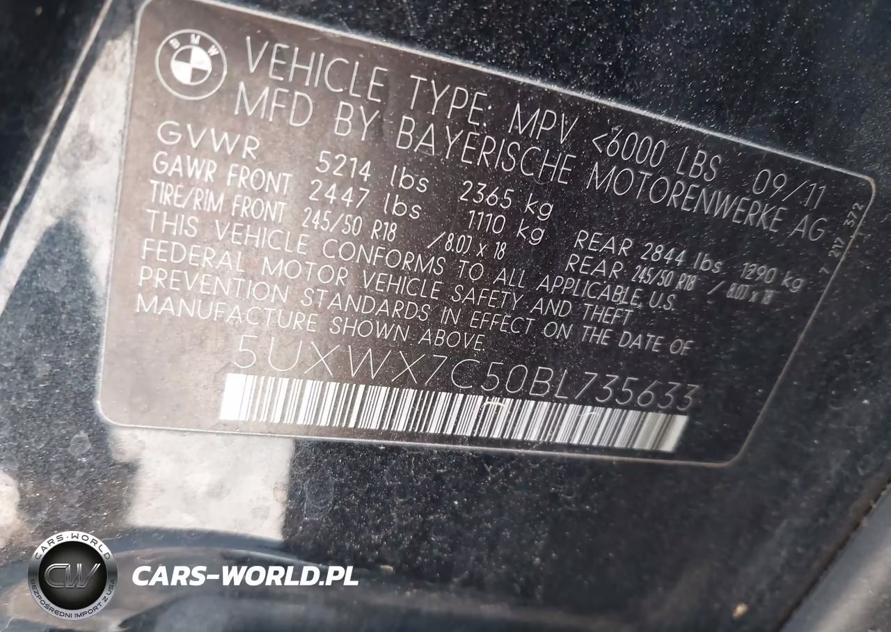 2011 BMW X3 xDrive35I VIN:5UXWX7C50BL735633 - 9