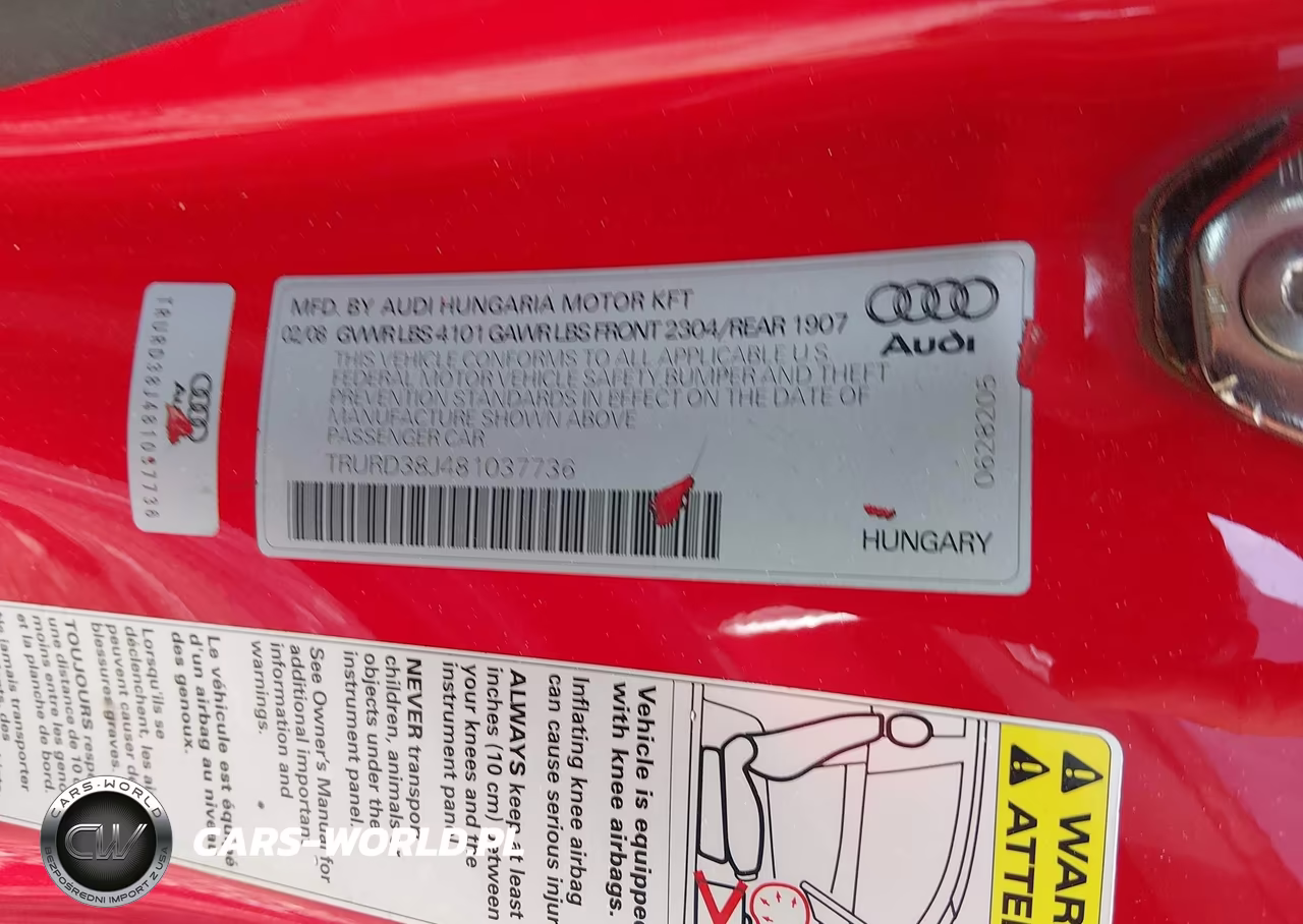 2008 Audi Tt 3.2 VIN:TRURD38J481037736 - 9