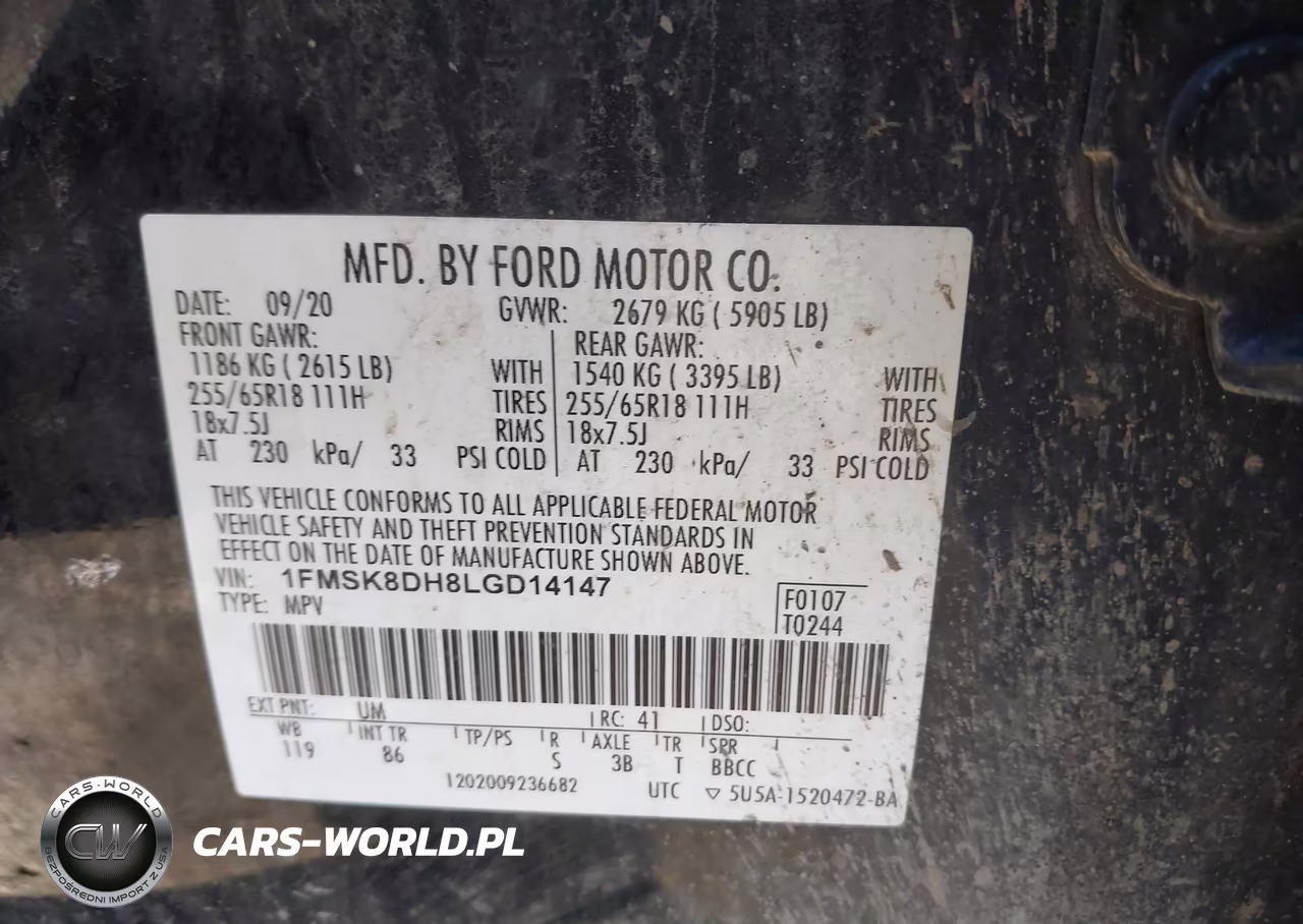 2020 Ford Explorer Xlt VIN:1FMSK8DH8LGD14147 - 9