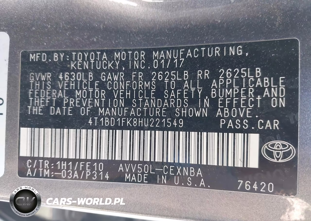 2017 Toyota Camry Hybrid Le VIN:4T1BD1FK8HU221549 - 9