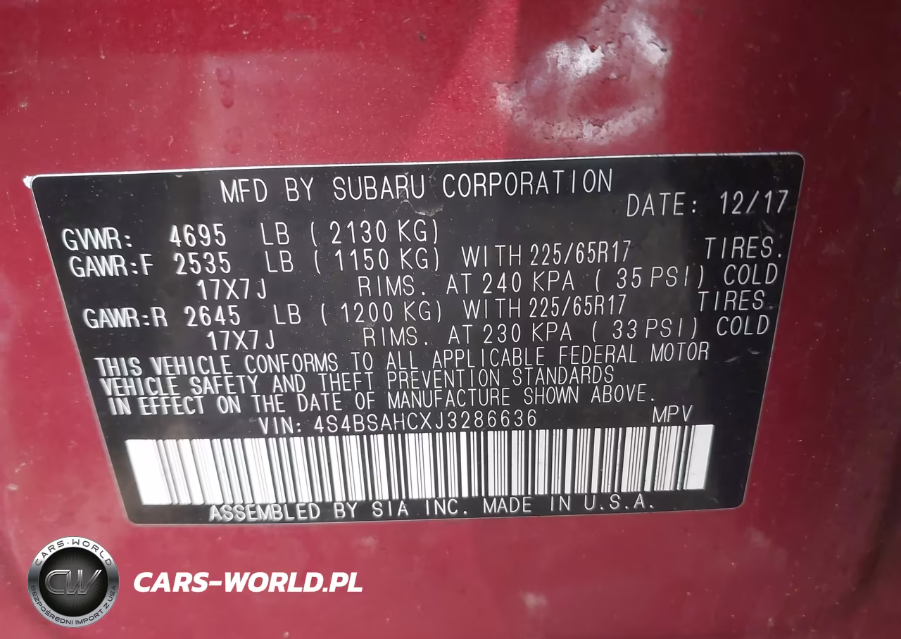 2018 Subaru Outback 2.5I Premium VIN:4S4BSAHCXJ3286636 - 9