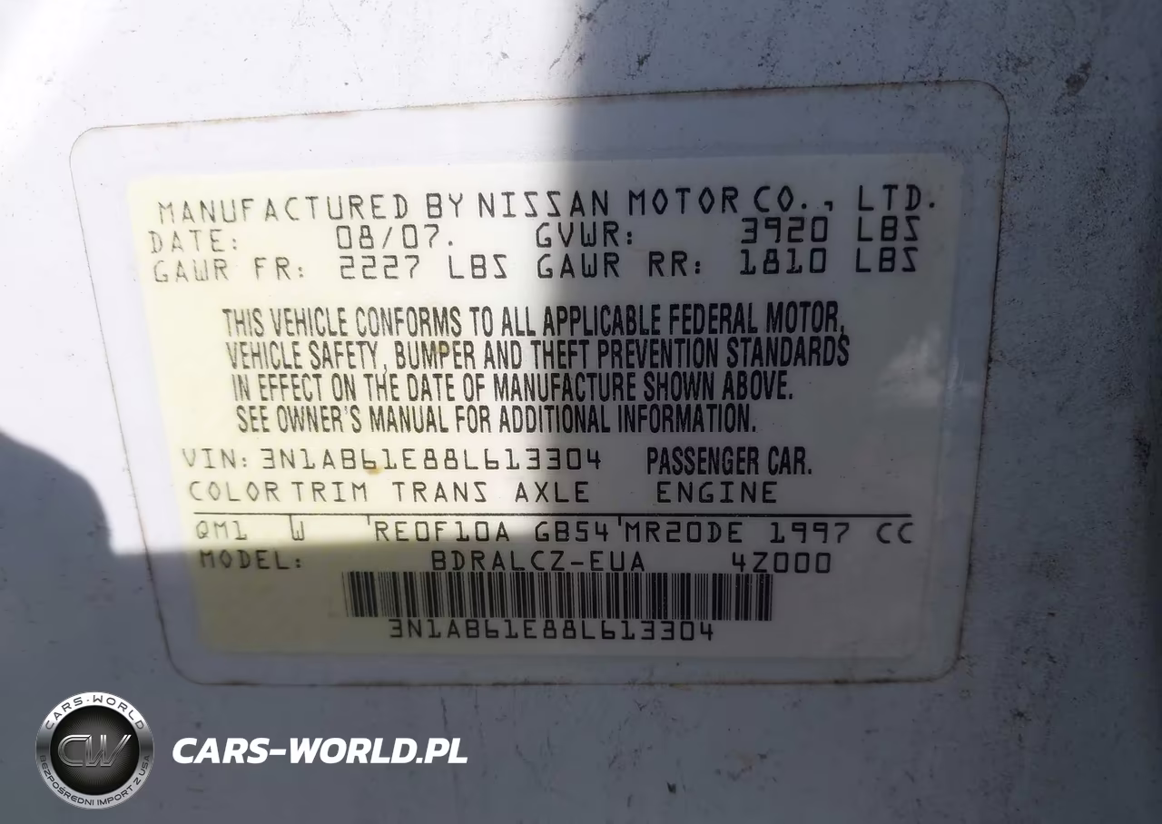 2008 Nissan Sentra 2.0 VIN:3N1AB61E88L613304 - 9