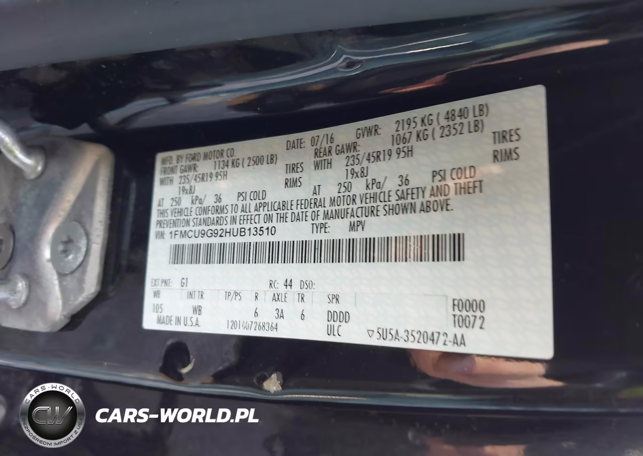 2017 Ford Escape Se VIN:1FMCU9G92HUB13510 - 9