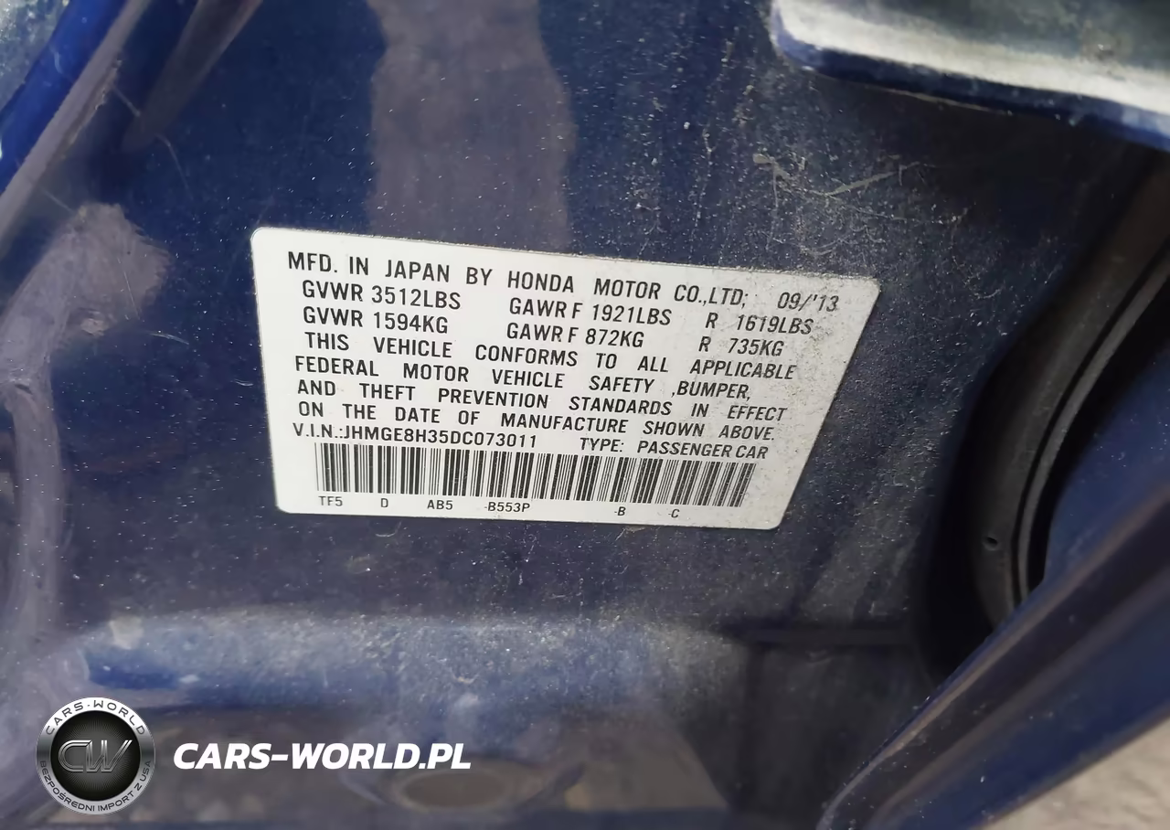 2013 Honda Fit VIN:JHMGE8H35DC073011 - 9