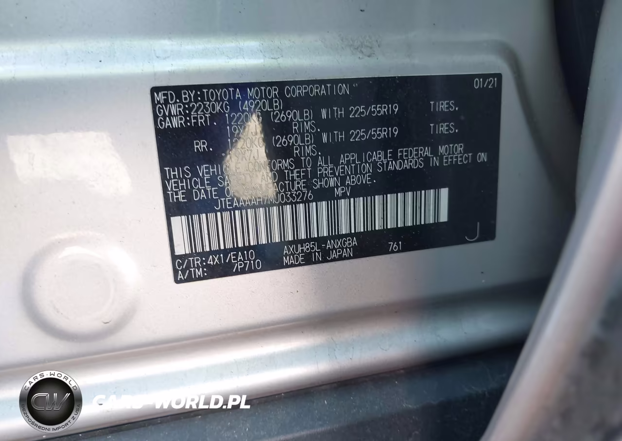 2021 Toyota Venza Xle VIN:JTEAAAAH7MJ033276 - 9