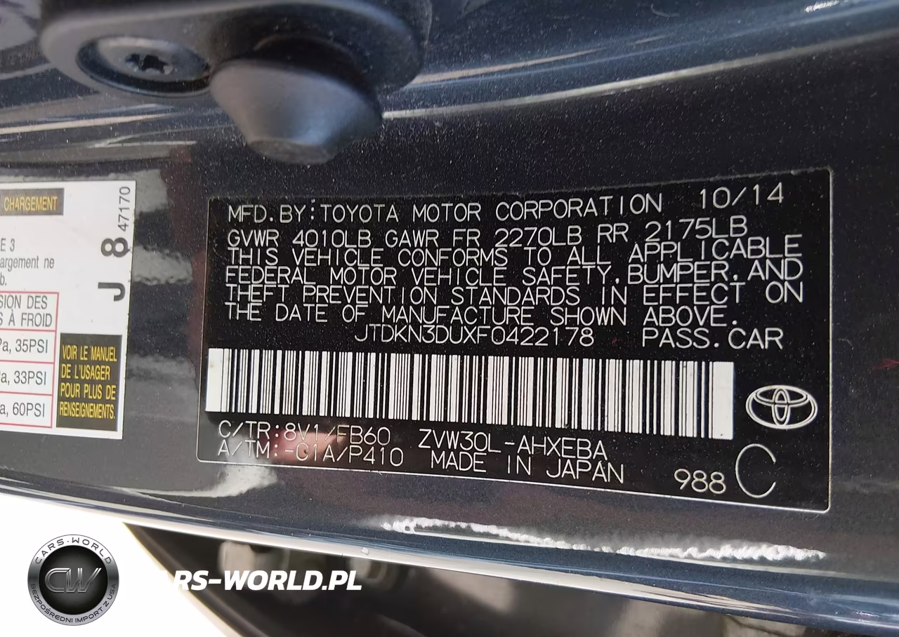 2015 Toyota Prius Two VIN:JTDKN3DUXF0422178 - 9