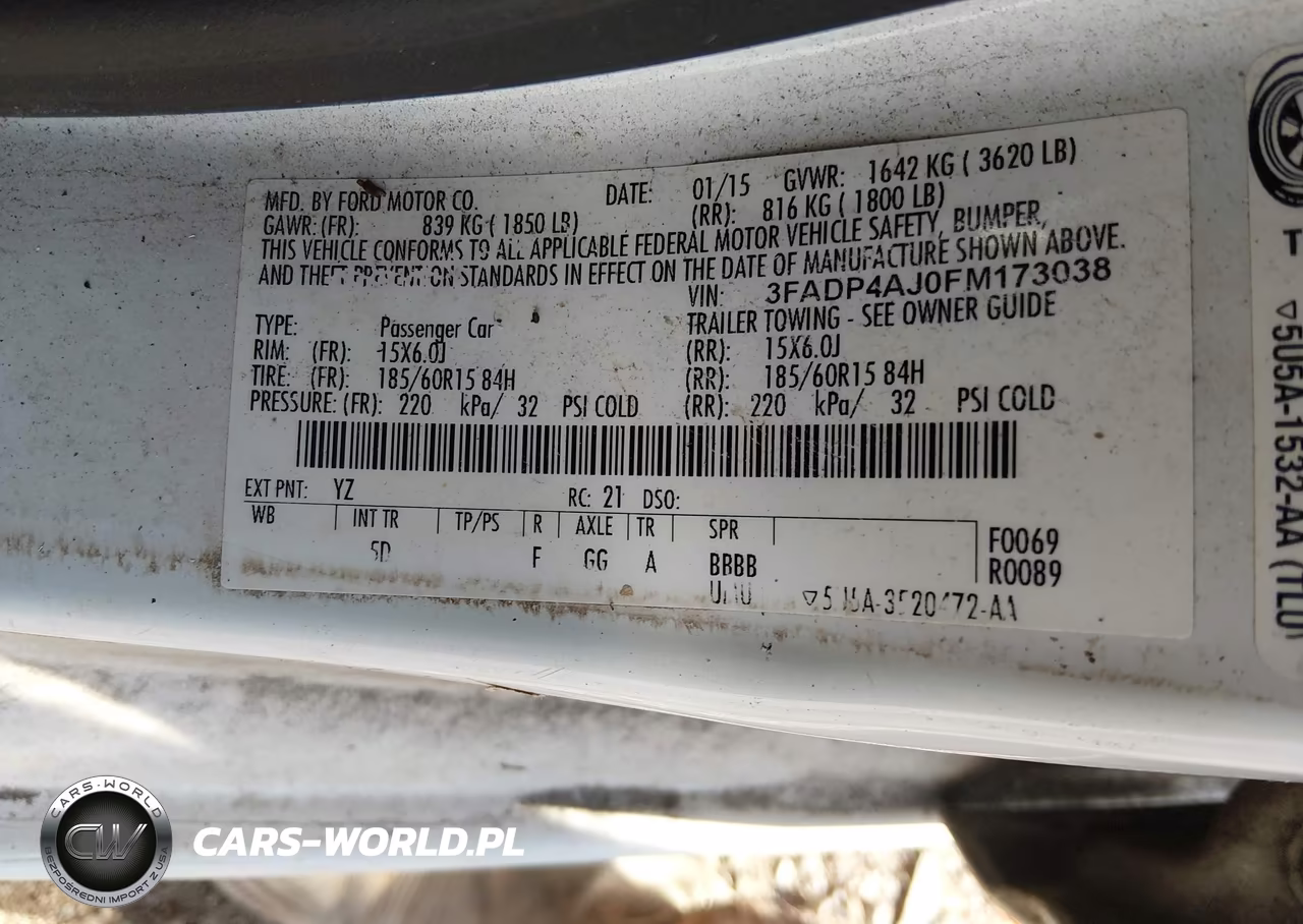 2015 Ford Fiesta S VIN:3FADP4AJ0FM173038 - 9