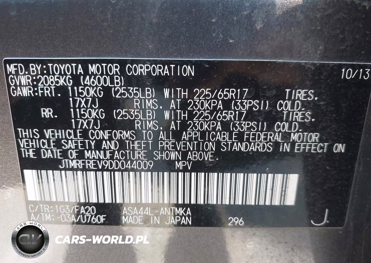 2013 Toyota Rav4 Xle VIN:JTMRFREV9DD044009 - 9