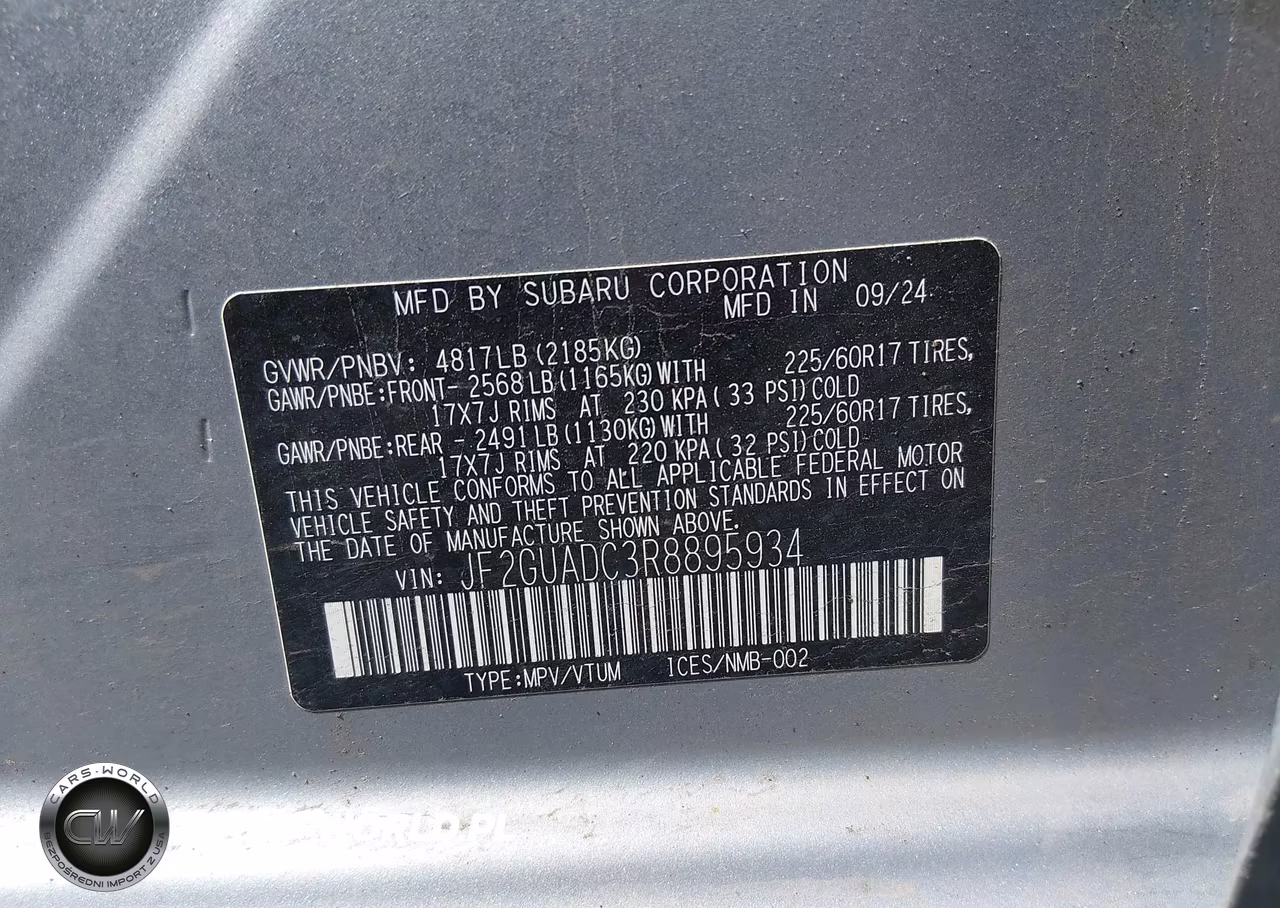 2024 Subaru Crosstrek Premium VIN:JF2GUADC3R8895934 - 9
