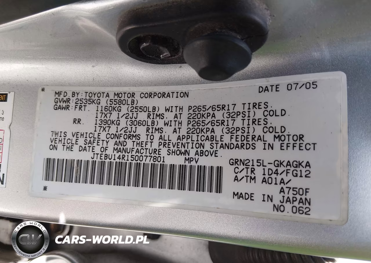 2005 Toyota 4Runner Sr5 V6 VIN:JTEBU14R150077801 - 9