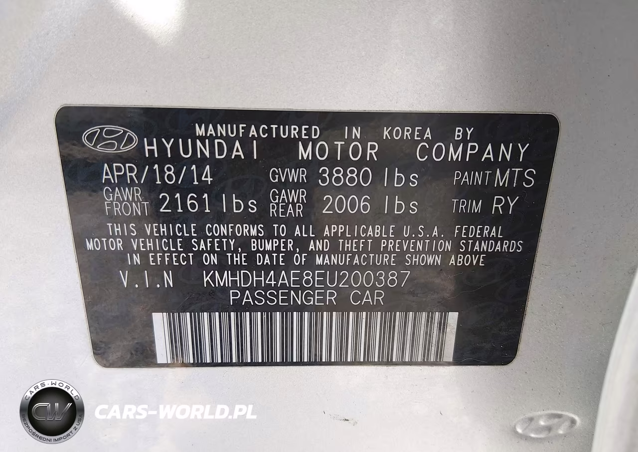 2014 Hyundai Elantra Limited VIN:KMHDH4AE8EU200387 - 9