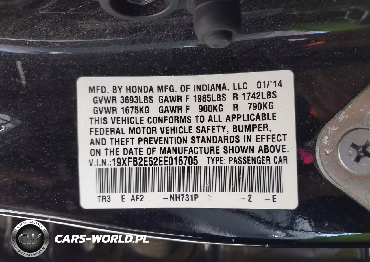 2014 Honda Civic Lx VIN:19XFB2E52EE016705 - 9