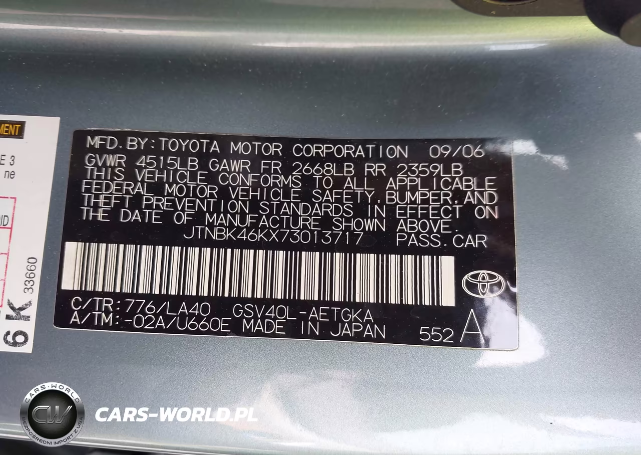 2007 Toyota Camry Xle V6 VIN:JTNBK46KX73013717 - 9