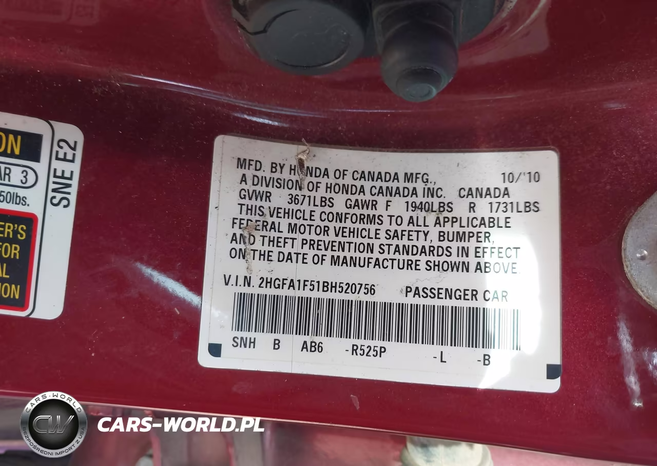 2011 Honda Civic Lx VIN:2HGFA1F51BH520756 - 9