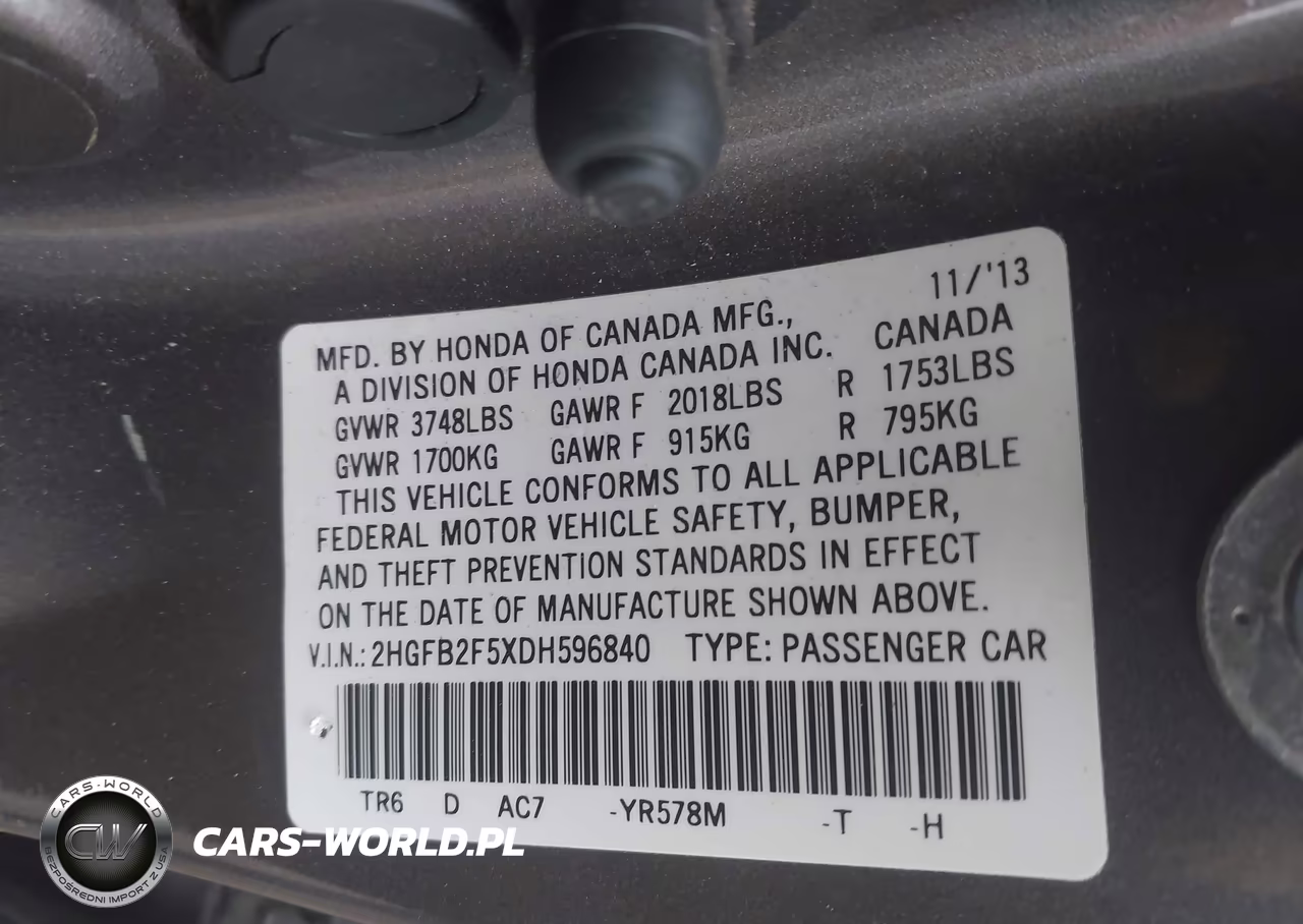 2013 Honda Civic Lx VIN:2HGFB2F5XDH596840 - 9