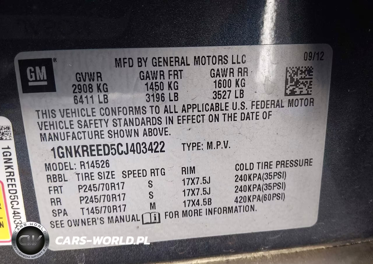 2012 Chevrolet Traverse Ls VIN:1GNKREED5CJ403422 - 9