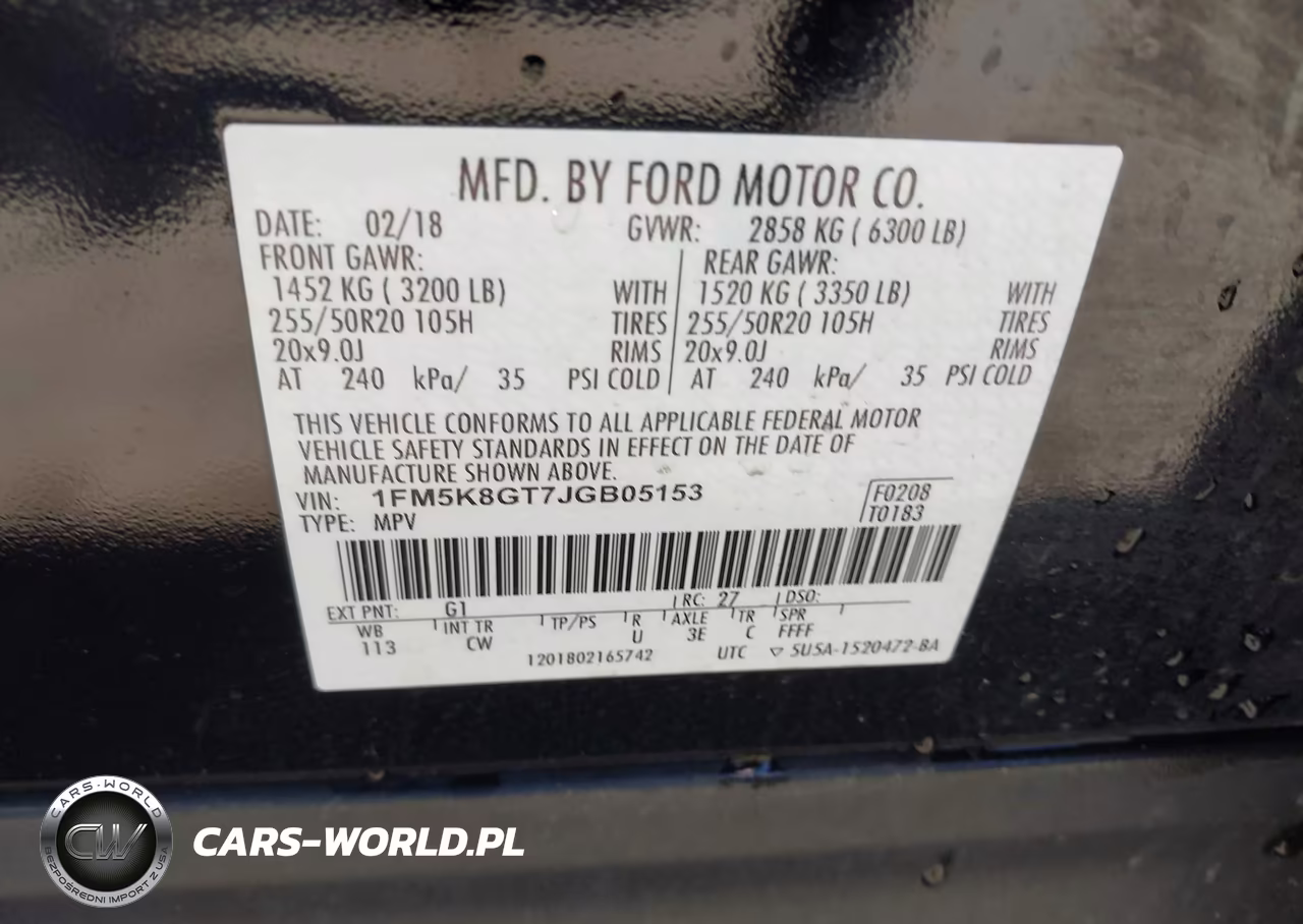 2018 Ford Explorer Sport VIN:1FM5K8GT7JGB05153 - 9