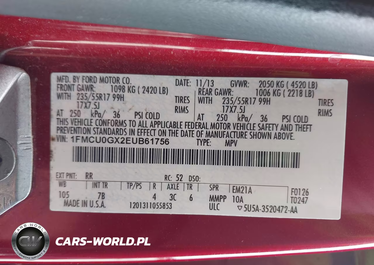 2014 Ford Escape Se VIN:1FMCU0GX2EUB61756 - 9