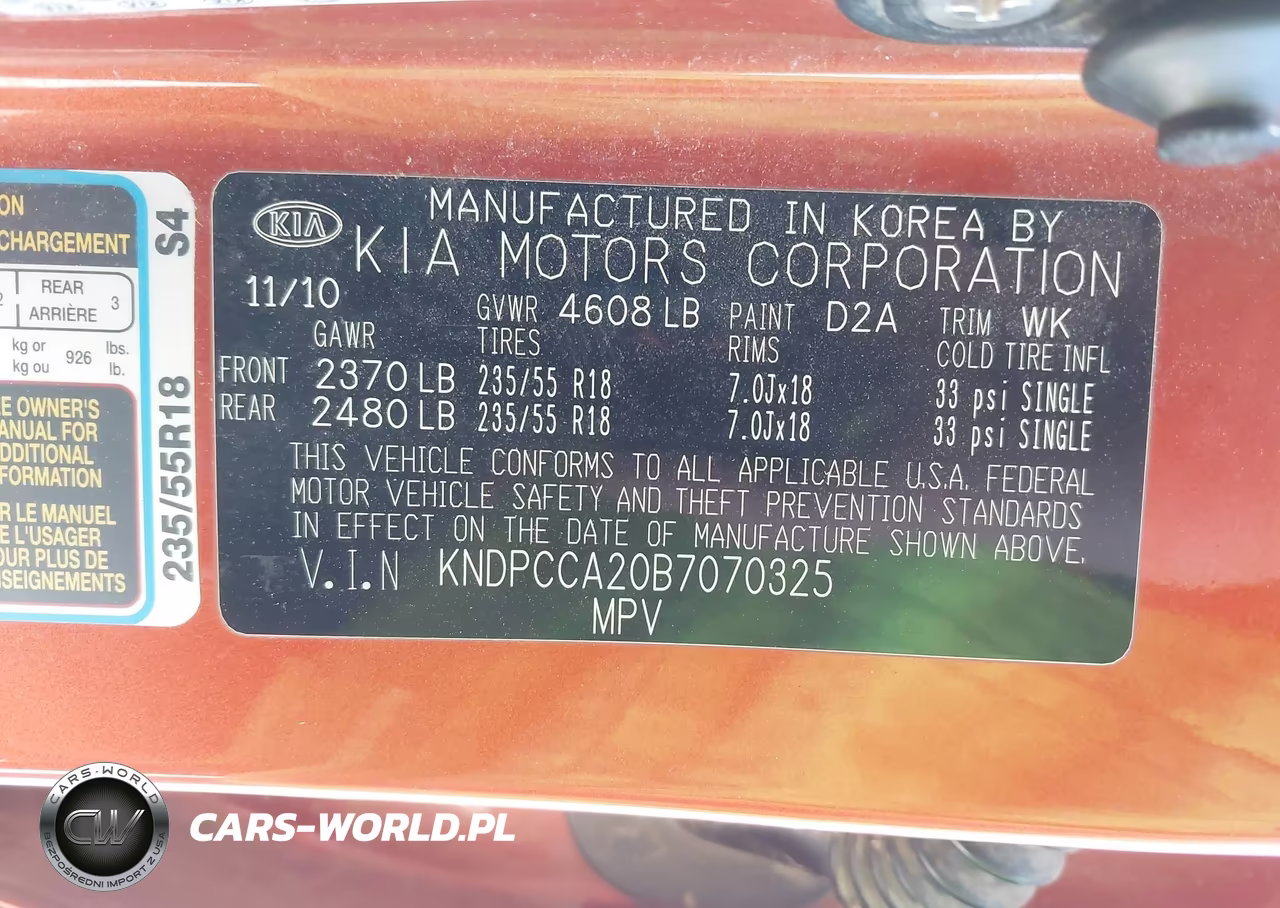 2011 Kia Sportage Ex VIN:KNDPCCA20B7070325 - 9
