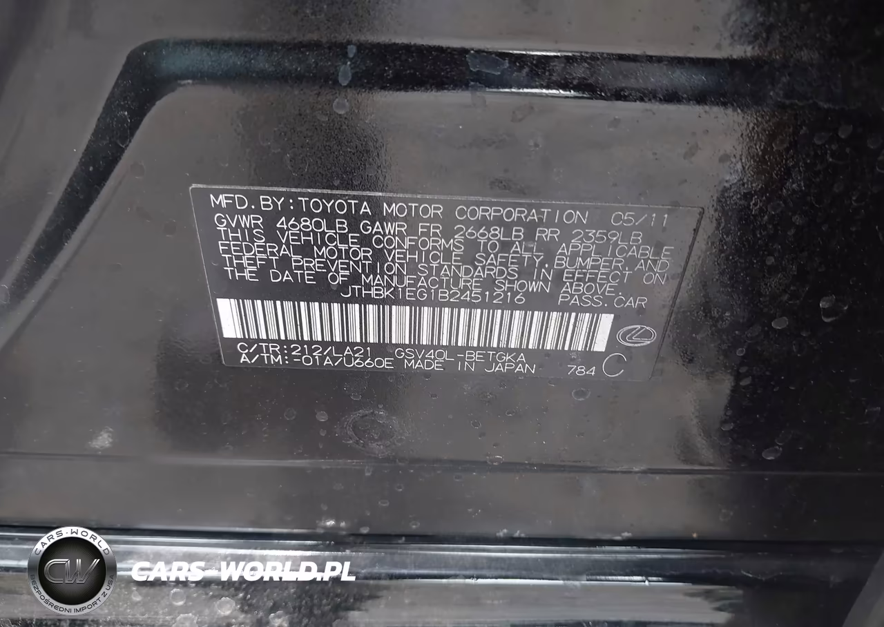 2011 Lexus Es 350 VIN:JTHBK1EG1B2451216 - 9