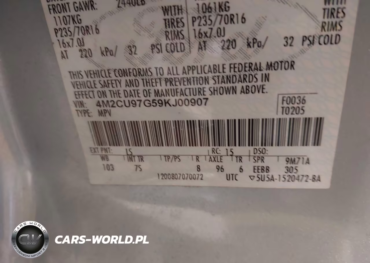 2009 Mercury Mariner Premier V6 VIN:4M2CU97G59KJ00907 - 9