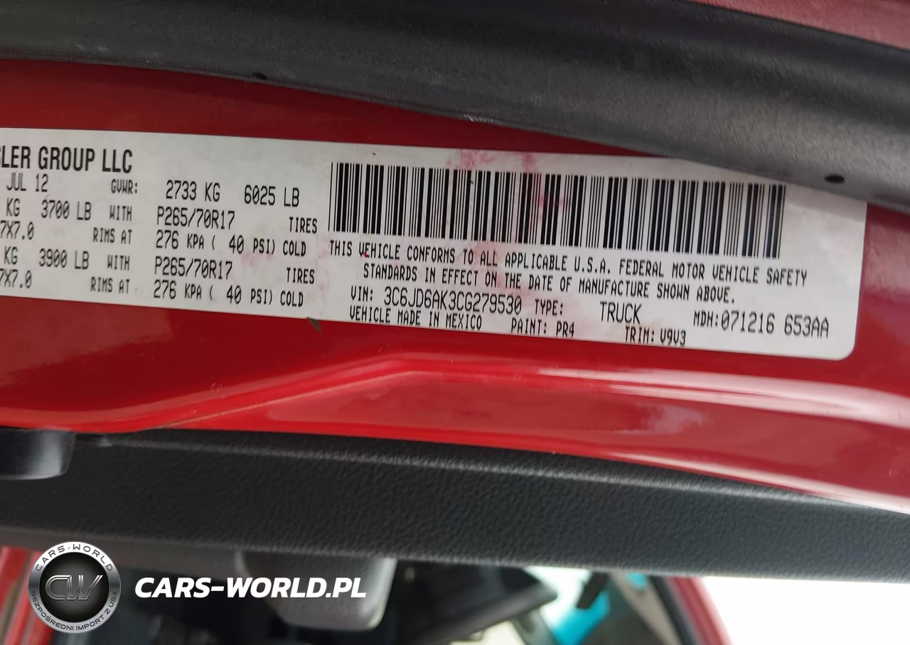 2012 Ram 1500 St VIN:3C6JD6AK3CG279530 - 9