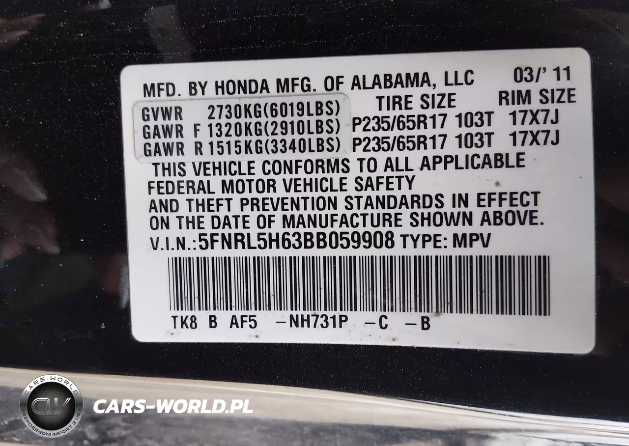2011 Honda Odyssey Ex-L VIN:5FNRL5H63BB059908 - 9