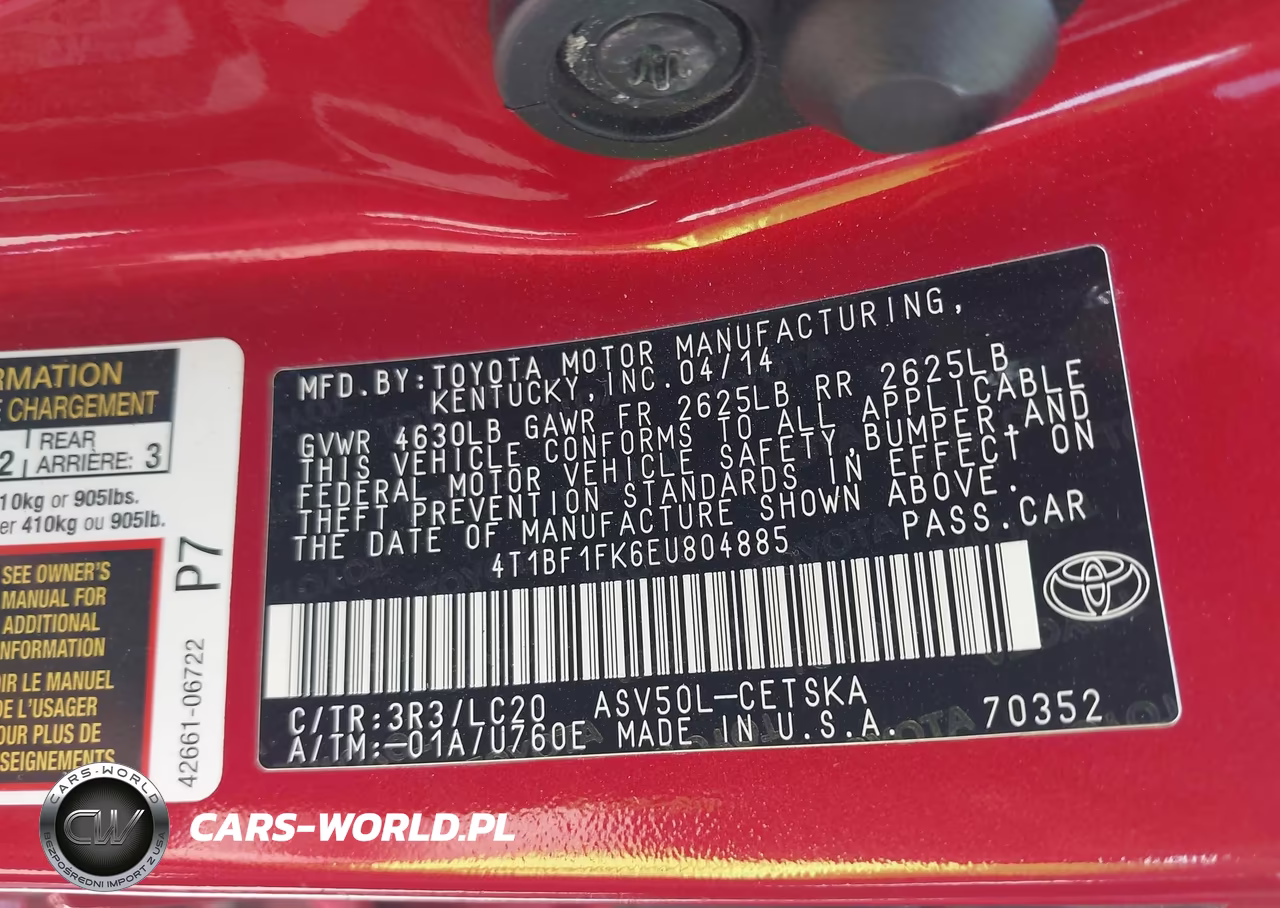 2014 Toyota Camry Se VIN:4T1BF1FK6EU804885 - 9