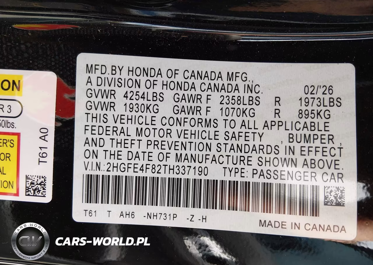 2026 Honda Civic Hybrid Sport-Sport Touring VIN:2HGFE4F82TH337190 - 9