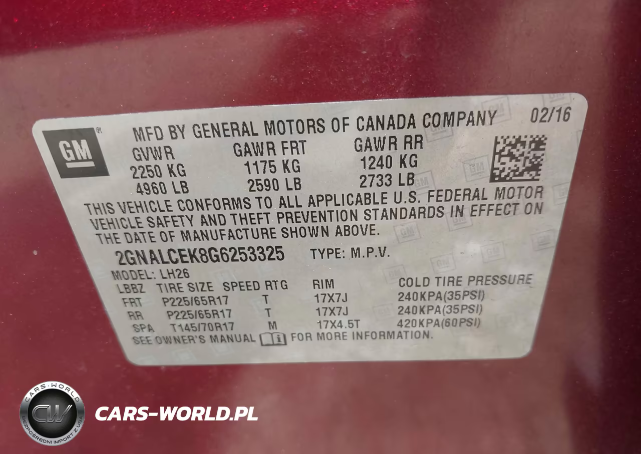 2016 Chevrolet Equinox Lt VIN:2GNALCEK8G6253325 - 9