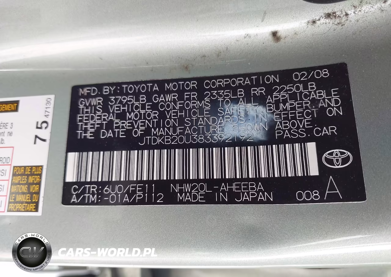 2008 Toyota Prius VIN:JTDKB20U383392192 - 9