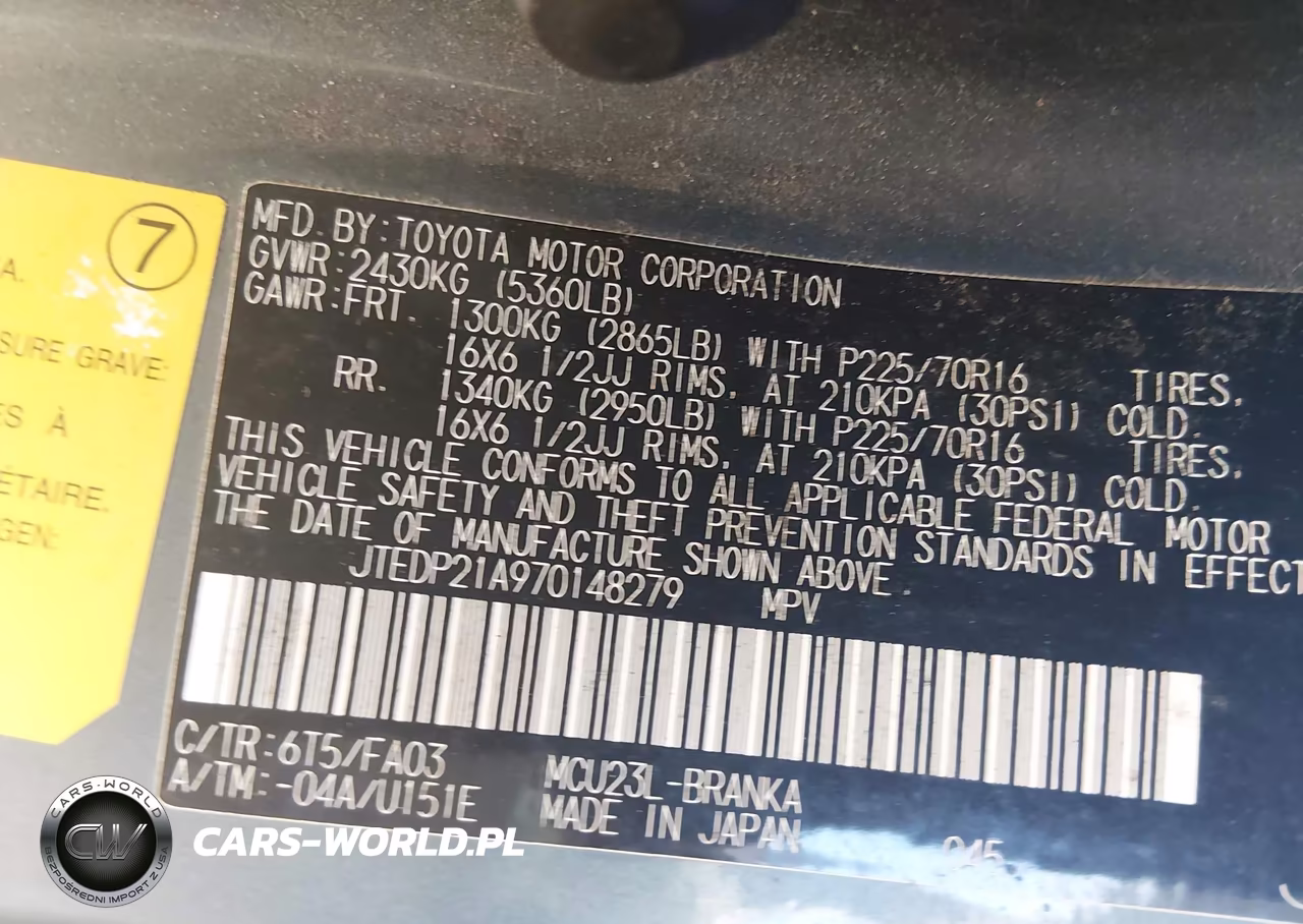 2007 Toyota Highlander V6 VIN:JTEDP21A970148279 - 9