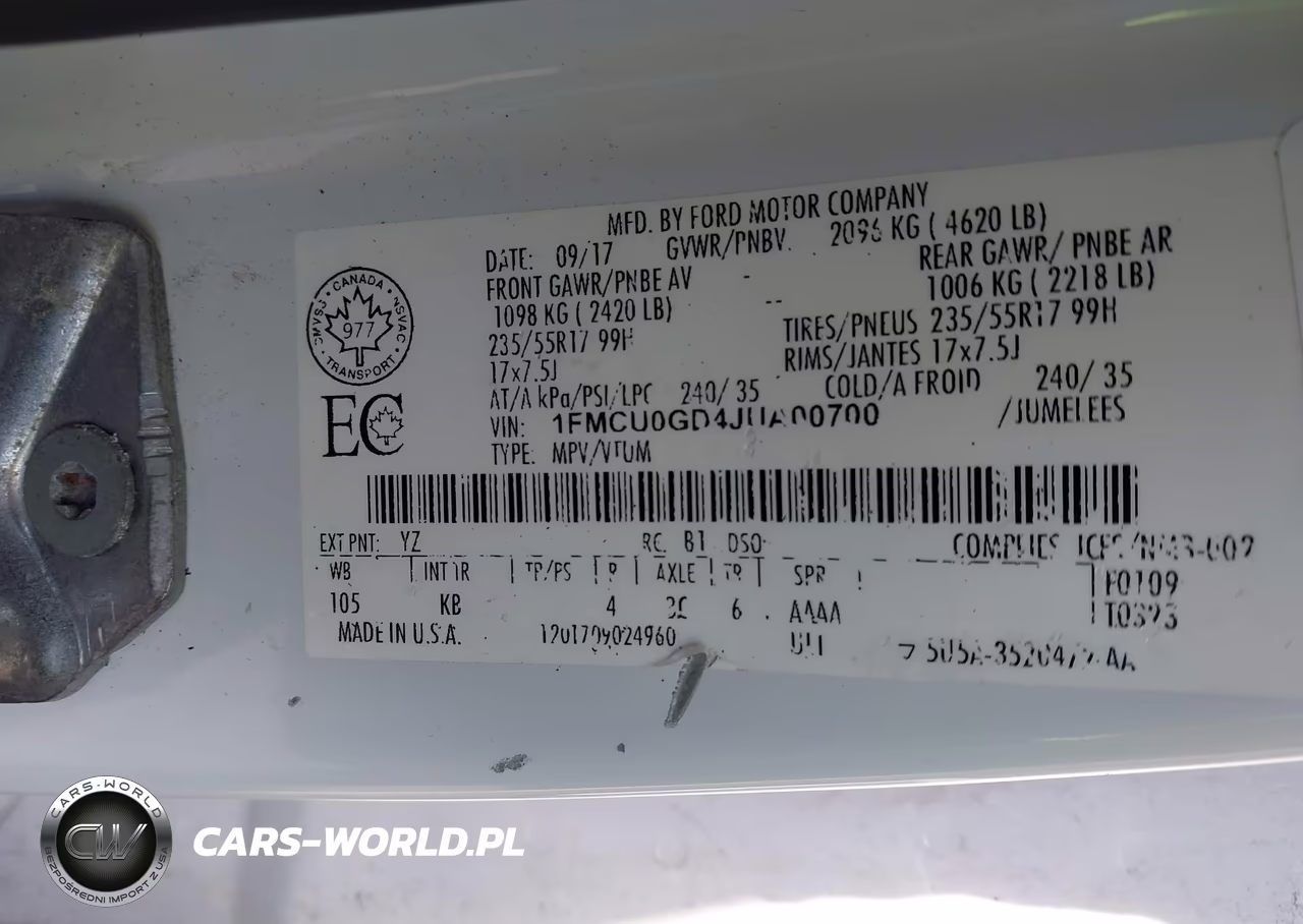 2018 Ford Escape Se VIN:1FMCU0GD4JUA00700 - 9
