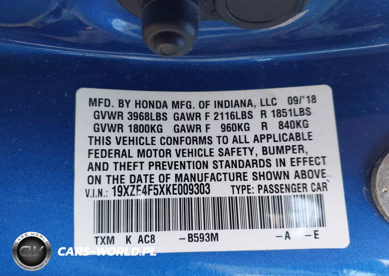 2019 Honda Insight Ex VIN:19XZE4F5XKE009303 - 9