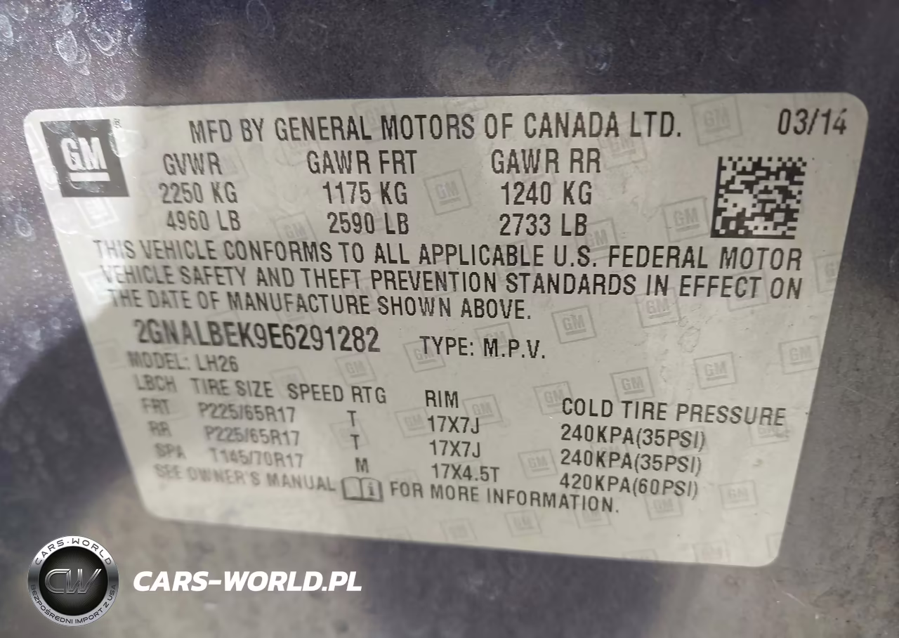 2014 Chevrolet Equinox 1Lt VIN:2GNALBEK9E6291282 - 9
