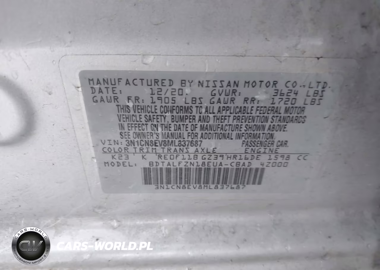 2021 Nissan Versa Sv Xtronic Cvt VIN:3N1CN8EV8ML837687 - 9