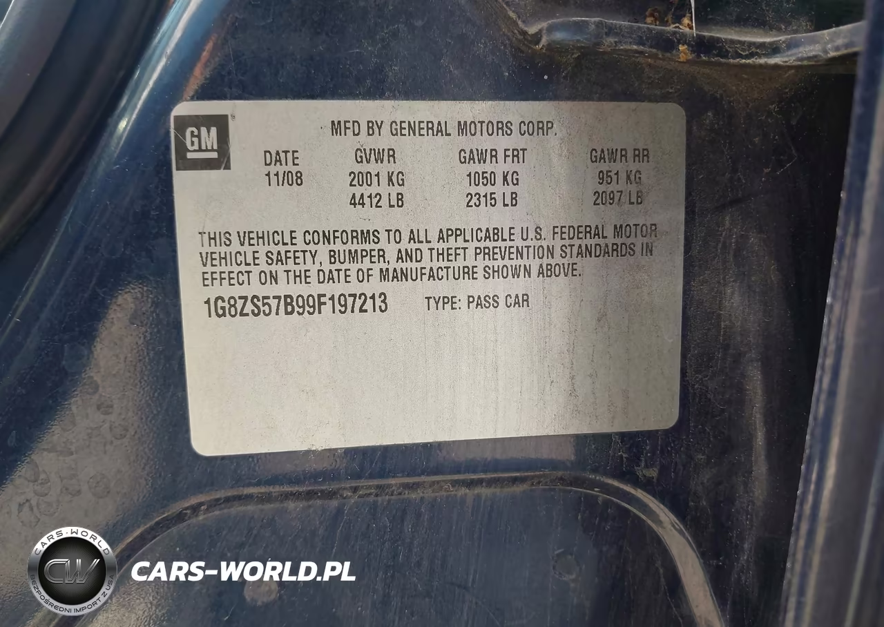 2009 Saturn Aura Xe VIN:1G8ZS57B99F197213 - 9