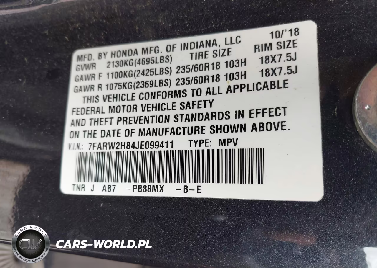 2018 Honda Cr-V Ex-L-Ex-L Navi VIN:7FARW2H84JE099411 - 9