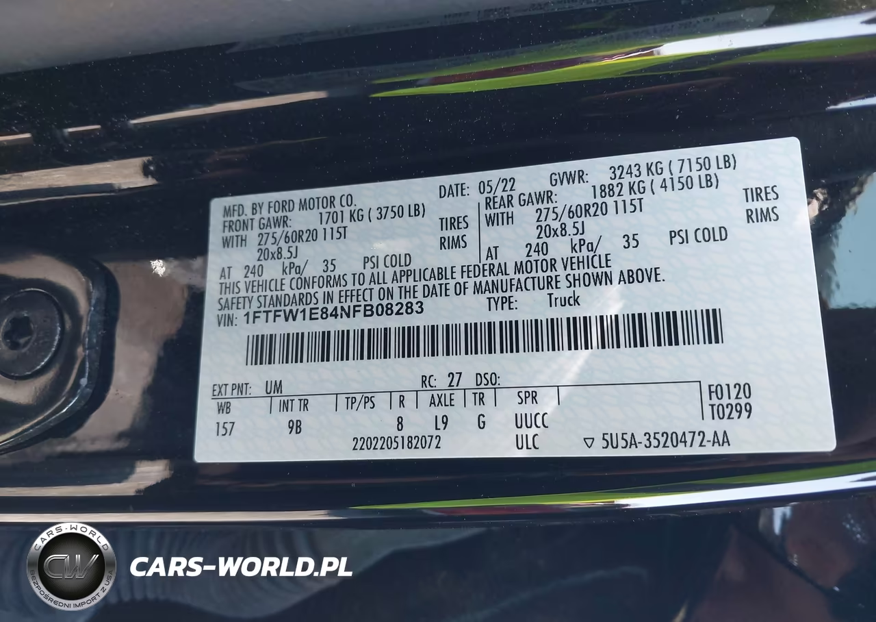 2022 Ford F-150 Platinum VIN:1FTFW1E84NFB08283 - 9