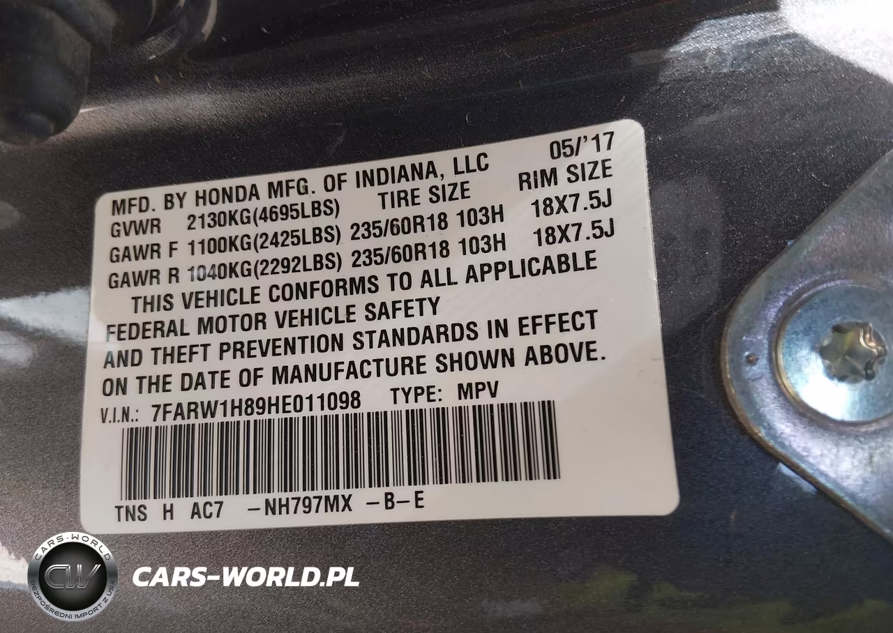 2017 Honda Cr-V Ex-L-Ex-L Navi VIN:7FARW1H89HE011098 - 9