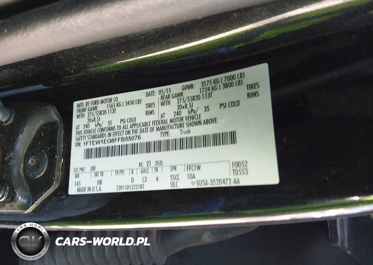 2015 Ford F-150 Lariat VIN:1FTEW1EG8FFB55076 - 9