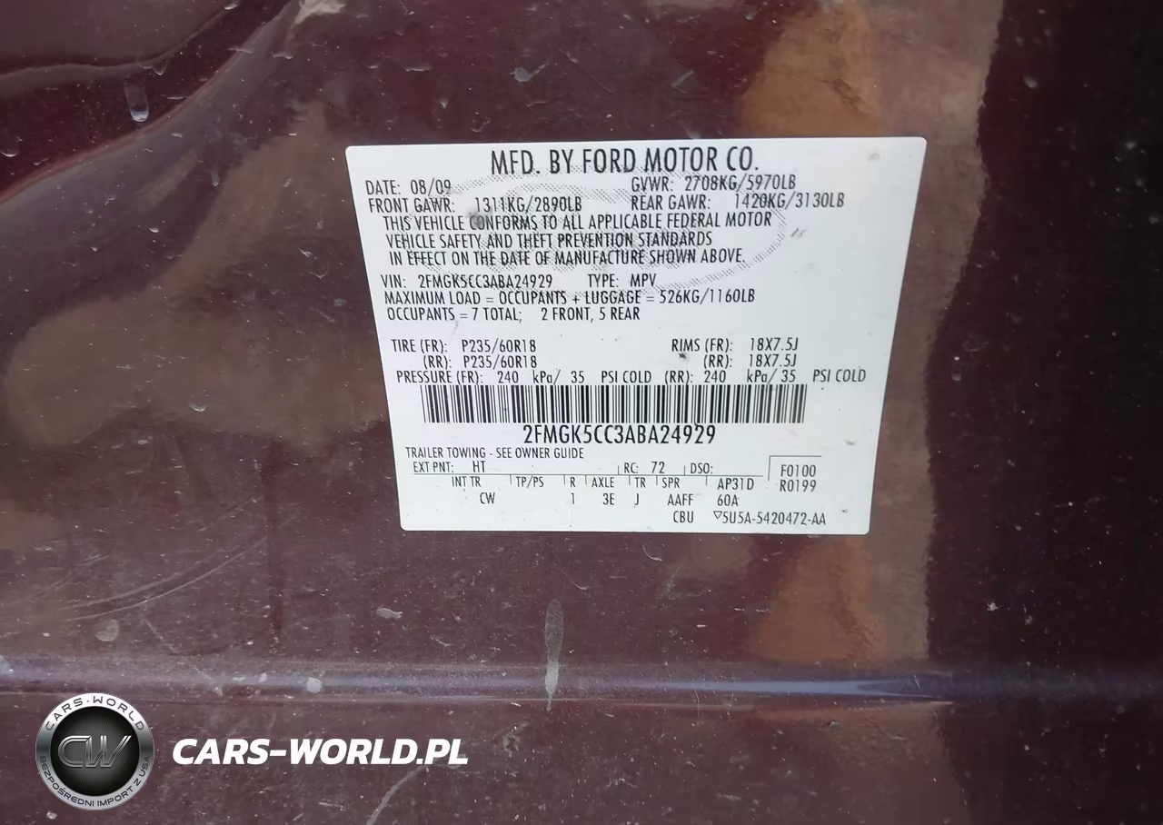 2010 Ford Flex Sel VIN:2FMGK5CC3ABA24929 - 9