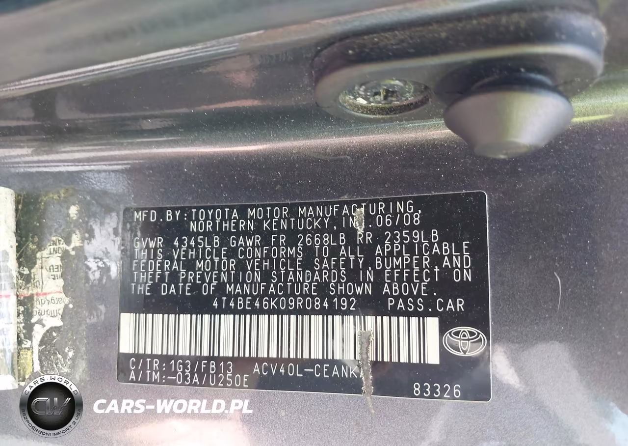 2009 Toyota Camry Le VIN:4T4BE46K09R084192 - 9